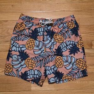 Original Use Men's M Coral Pineapple & Palm Print 7" Mesh Lined Swim Trunks